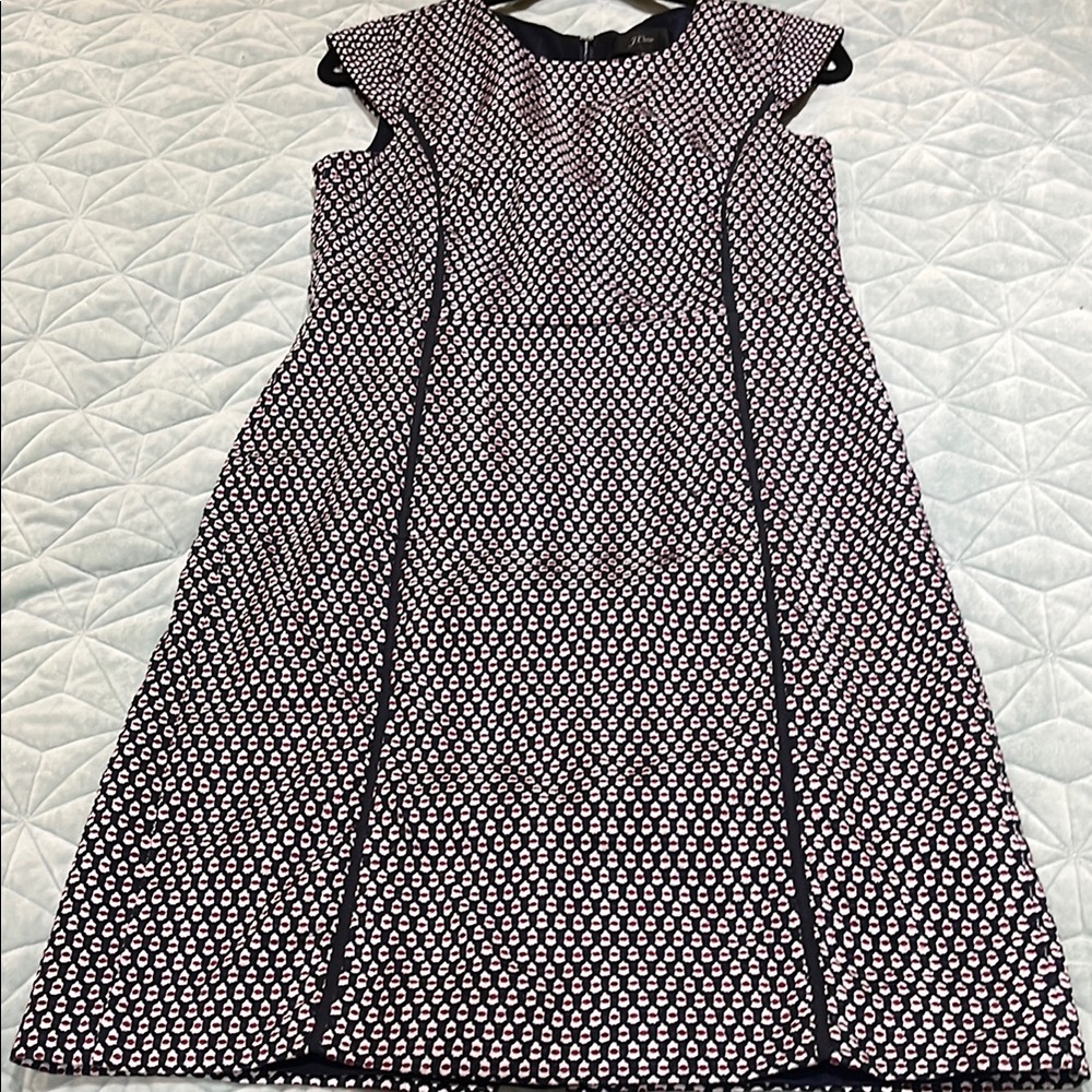 J. Crew Black and White Patterned Midi Dress